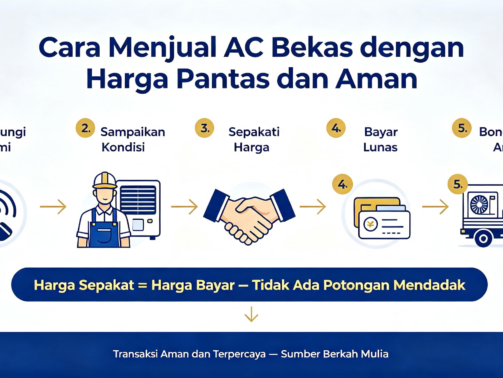 Langkah aman menjual AC bekas sampaikan info sepakati harga bayar di tempat gratis bongkar angkut, Sumber Berkah Mulia