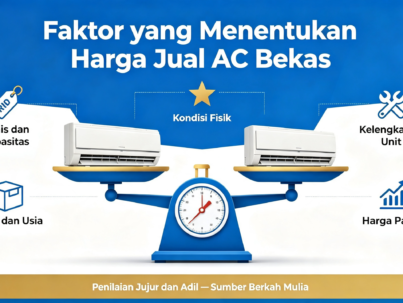 Faktor penentu harga jual AC bekas, jenis merek kondisi kelengkapan pasar, Sumber Berkah Mulia