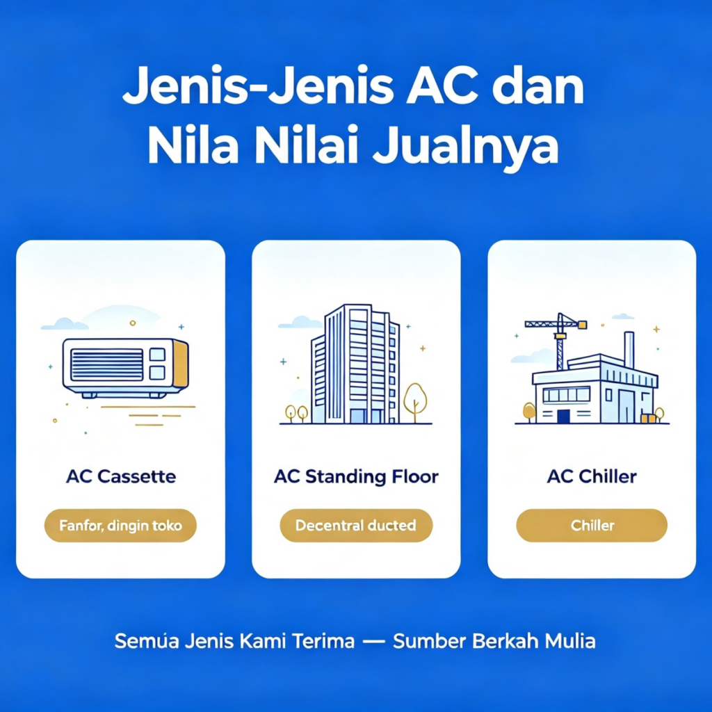 Jenis AC Split Cassette Standing Central Chiller Portable beserta kegunaan dan nilai jualnya, Sumber Berkah Mulia