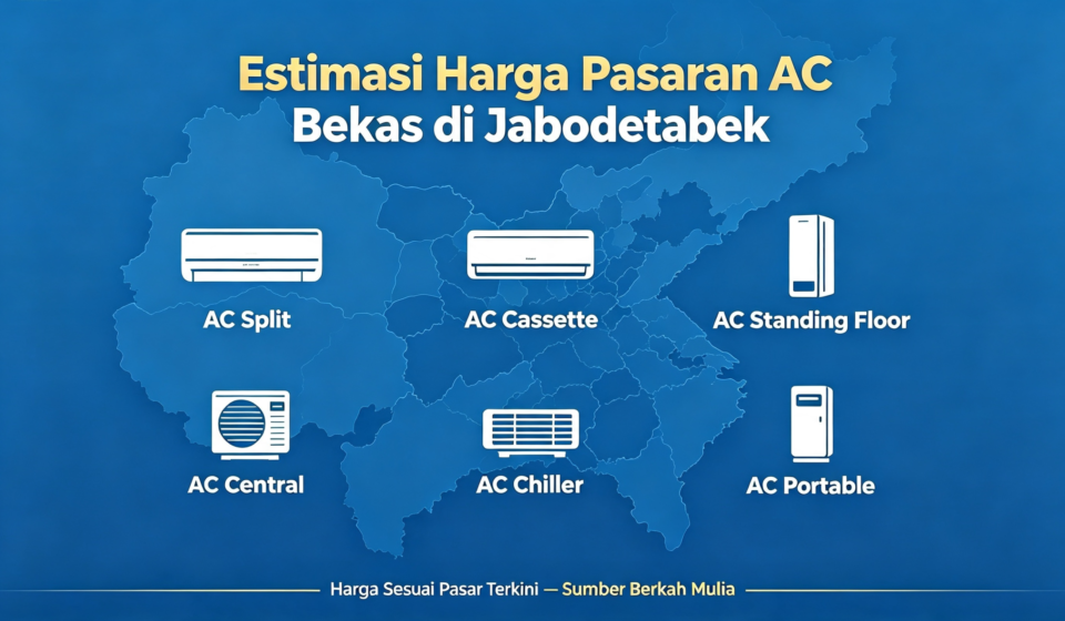 Estimasi harga pasaran AC bekas Jabodetabek jenis Split Cassette Standing Central Chiller Portable, Sumber Berkah Mulia